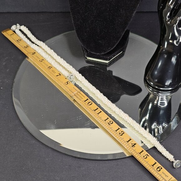 Authentic Freshwater Pearl Necklace And Bracelet Set Diamond ? Clasps VTG Read - Picture 11 of 13